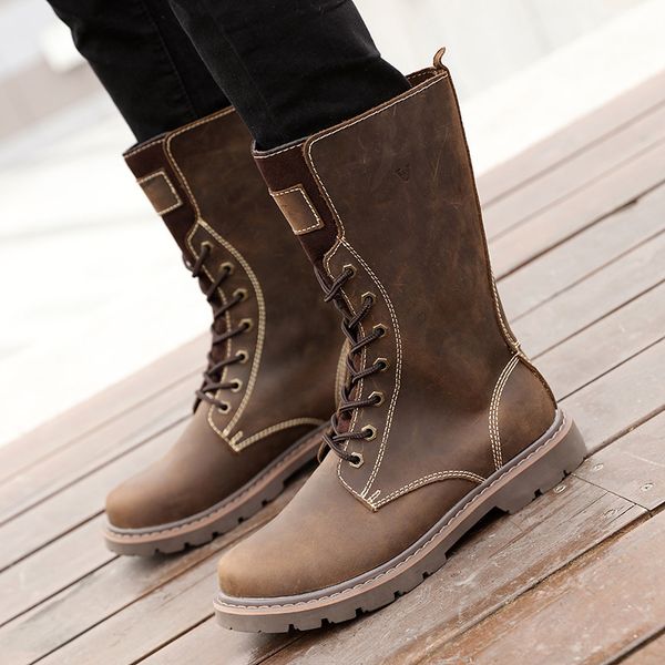 high tube women's lace up horse leather knight martin fashion motorcycle leather boots military boots, Black
high tube women's lace up horse leather knight martin fashion motorcycle leather boots military boots, Black