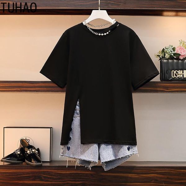 women's tracksuits tuhao 2021 streetwear casual set for summer short-sleeved cotton t-shirt suit shorts jean girl two-piece clothing, Gray
women's tracksuits tuhao 2021 streetwear casual set for summer short-sleeved cotton t-shirt suit shorts jean girl two-piece clothing, Gray