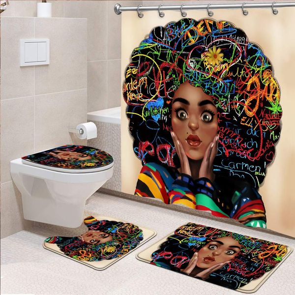 4 pcs black girl shower curtain set african american woman fabric shower curtain with non-slip rug toilet lid cover bath mat and
4 pcs black girl shower curtain set african american woman fabric shower curtain with non-slip rug toilet lid cover bath mat and
