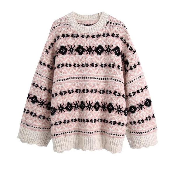 women's sweaters women 2022 fashion loose jacquard side split knit sweater retro round neck long sleeve pullover streetwear, White;black
women's sweaters women 2022 fashion loose jacquard side split knit sweater retro round neck long sleeve pullover streetwear, White;black