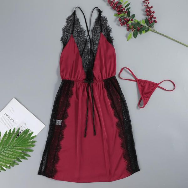 bras sets women nightdress deep v perspective lace stitching fun underwear t-pants set split fork nightgown ensemble lingerie femme, Red;black
bras sets women nightdress deep v perspective lace stitching fun underwear t-pants set split fork nightgown ensemble lingerie femme, Red;black