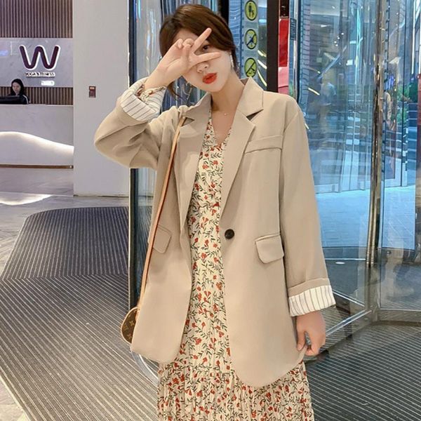 women's suits & blazers casual korean solid color long sleeve ladies blazer 2021 loose large size jacket female interview suit office t, White;black
women's suits & blazers casual korean solid color long sleeve ladies blazer 2021 loose large size jacket female interview suit office t, White;black