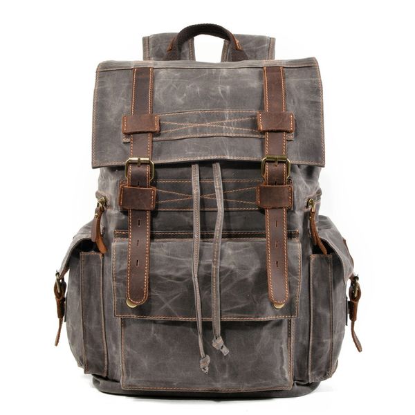 new vintage men large capacity oiled leather canvas backpacks school bags teenagers lapbackpack duffel bag, Black;red
new vintage men large capacity oiled leather canvas backpacks school bags teenagers lapbackpack duffel bag, Black;red