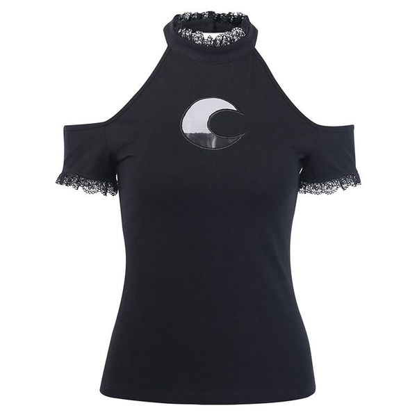 women's t-shirt 2021 cross-border dark style slim halter lace crescent embroidered, White
women's t-shirt 2021 cross-border dark style slim halter lace crescent embroidered, White