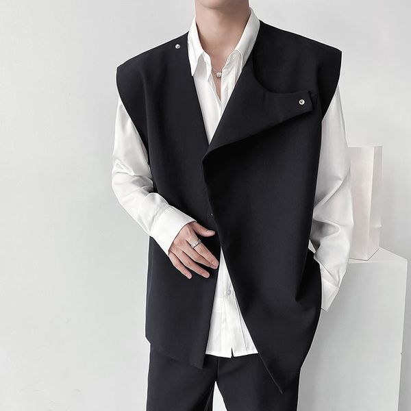 men's vests asymmetric design in autumn round neck loose medium and long vest coat hairdresser light luxury high sense men, Black;white
men's vests asymmetric design in autumn round neck loose medium and long vest coat hairdresser light luxury high sense men, Black;white