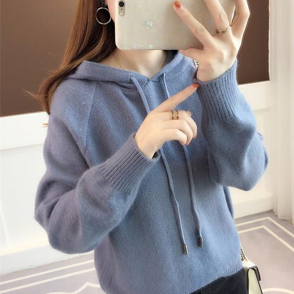 women's hoodies & sweatshirts women solid knitted drawstring fall winter korean long sleeve hooded sweatshirt female oversize, Black
women's hoodies & sweatshirts women solid knitted drawstring fall winter korean long sleeve hooded sweatshirt female oversize, Black