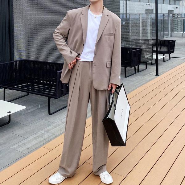 men's tracksuits 2021 spring suit sets causal loose wide leg pants + notched collar long sleeve blazers two pieces w420, Gray
men's tracksuits 2021 spring suit sets causal loose wide leg pants + notched collar long sleeve blazers two pieces w420, Gray