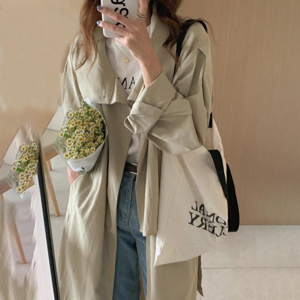 women's trench coats women autumn vintage oversized long coat with waist belt loose windbreaker single breasted cozy outerwear, Tan;black
women's trench coats women autumn vintage oversized long coat with waist belt loose windbreaker single breasted cozy outerwear, Tan;black