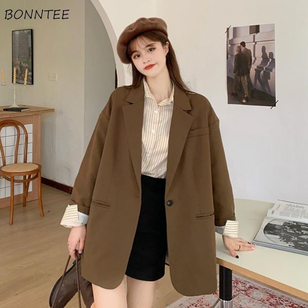 women's suits & blazers blazer women british style loose single-button solid pocket vintage office lady all-match notched leisure elega, White;black
women's suits & blazers blazer women british style loose single-button solid pocket vintage office lady all-match notched leisure elega, White;black
