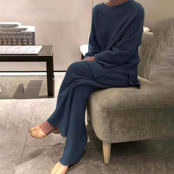 women's two piece pants casual women knitted tracksuit 1 set pullover solid color wide leg autumn winter crew neck knitting outfit for, White
women's two piece pants casual women knitted tracksuit 1 set pullover solid color wide leg autumn winter crew neck knitting outfit for, White