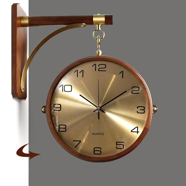 luxury double sided wall clock metal silent rotating solid wood watch modern large clocks home decor living room decoration
luxury double sided wall clock metal silent rotating solid wood watch modern large clocks home decor living room decoration