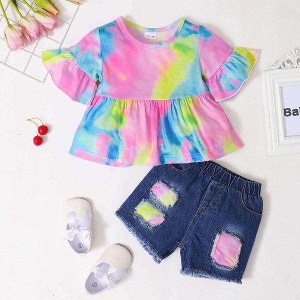 clothing sets toddler kids baby girls summer clothes tie-dyed ripped denim shorts suit vetement enfant fille, White
clothing sets toddler kids baby girls summer clothes tie-dyed ripped denim shorts suit vetement enfant fille, White