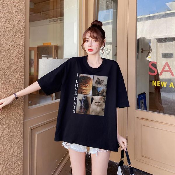 women's t-shirt women t-shirts cats print streetwear long female harajuku casual shirt short sleeve summer loose y2k, White
women's t-shirt women t-shirts cats print streetwear long female harajuku casual shirt short sleeve summer loose y2k, White
