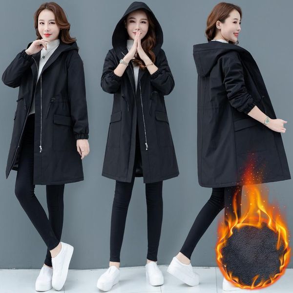 women's trench coats jacket plus velvet cotton coat mid-length winter loose thick hooded large size windbreaker, Tan;black
women's trench coats jacket plus velvet cotton coat mid-length winter loose thick hooded large size windbreaker, Tan;black