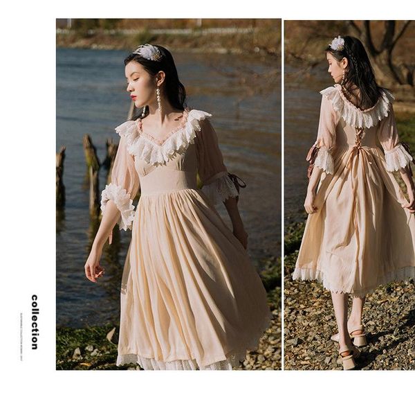 casual dresses vestido women ruffles lace patchwork high waist fairy mori girl vintage dinner party lolita elegant slim princess laciness dr, Black;gray
casual dresses vestido women ruffles lace patchwork high waist fairy mori girl vintage dinner party lolita elegant slim princess laciness dr, Black;gray