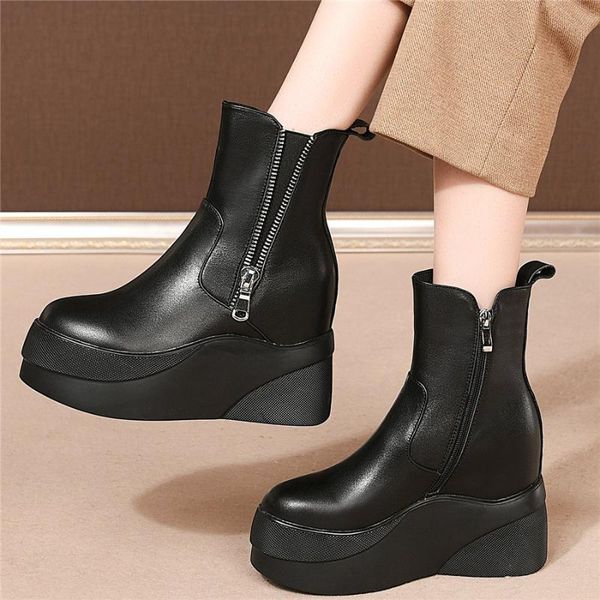 boots high winter warm trainers women genuine leather wedges heel snow female round toe fashion sneakers casual shoes, Black
boots high winter warm trainers women genuine leather wedges heel snow female round toe fashion sneakers casual shoes, Black