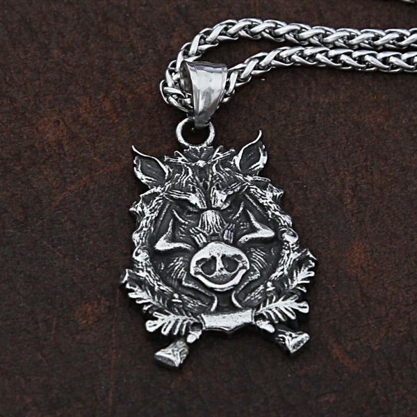 pendant necklaces vintage viking wild boar necklace stainless steel animal biker jewelry accessories amulet gift wholesale, Silver
pendant necklaces vintage viking wild boar necklace stainless steel animal biker jewelry accessories amulet gift wholesale, Silver