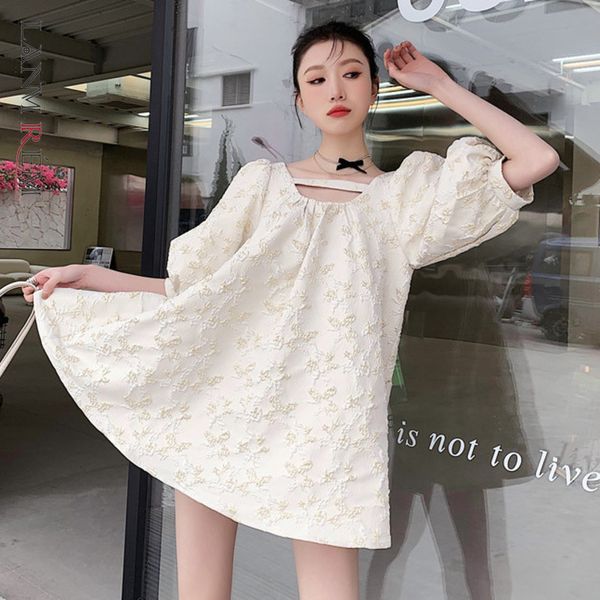 women round neck short puff sleeve dress a-line large size fit female cute summer clothing 2h082 210507, Black;gray
women round neck short puff sleeve dress a-line large size fit female cute summer clothing 2h082 210507, Black;gray