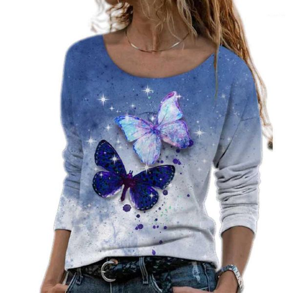 women's t-shirt autumn long sleeve women butterfly print fashion t-shirts loose casual round-neck tie-dye gradient streetwear, White
women's t-shirt autumn long sleeve women butterfly print fashion t-shirts loose casual round-neck tie-dye gradient streetwear, White