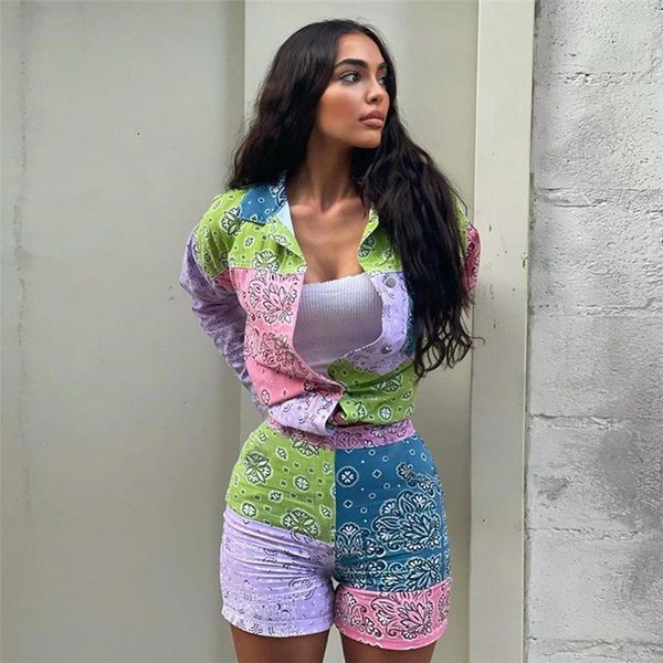 women's tracksuits 2021 summer printed two piece set shirt+shorts suit streetwear long sleeve girls matching shorts holliday vacation, Gray
women's tracksuits 2021 summer printed two piece set shirt+shorts suit streetwear long sleeve girls matching shorts holliday vacation, Gray