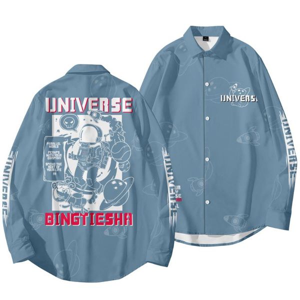 men's casual shirts vintage long sleeve for men loose hawaiian blue astronuat print shirt clothing streetwear, White;black
men's casual shirts vintage long sleeve for men loose hawaiian blue astronuat print shirt clothing streetwear, White;black