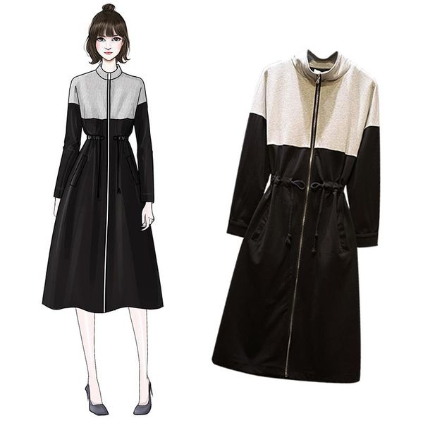 casual dresses large-size women's autumn dress 2021 fashion stitching zipper mid-long half-high collar, Black;gray
casual dresses large-size women's autumn dress 2021 fashion stitching zipper mid-long half-high collar, Black;gray