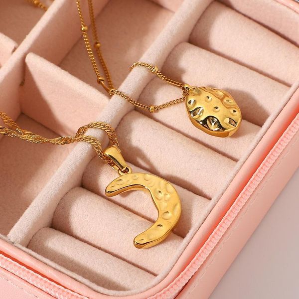 pendant necklaces stainless steel bump hammered egg shape moon necklace for women girls tarnish party jewelry, Silver
pendant necklaces stainless steel bump hammered egg shape moon necklace for women girls tarnish party jewelry, Silver