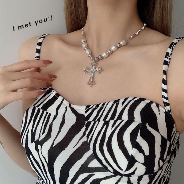 pendant necklaces fashion girl natural freshwater pearl sweater chain women vintage trend contracted cross collarbone jewelry, Silver
pendant necklaces fashion girl natural freshwater pearl sweater chain women vintage trend contracted cross collarbone jewelry, Silver