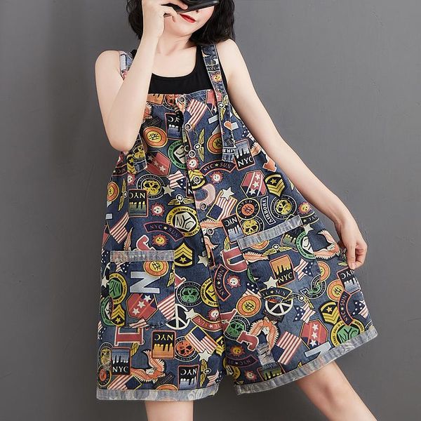 summer loose plus size for women romper jumpsuit shorts printed casual backless strap denim overalls women's jumpsuits & rompers, Black;white
summer loose plus size for women romper jumpsuit shorts printed casual backless strap denim overalls women's jumpsuits & rompers, Black;white