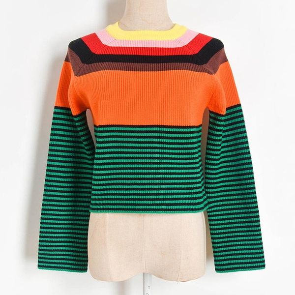 women's sweaters brand design winter rainbow stripe long sleeve short knit sweater women fashion sweet pullover casual slim ladies 2021, White;black
women's sweaters brand design winter rainbow stripe long sleeve short knit sweater women fashion sweet pullover casual slim ladies 2021, White;black