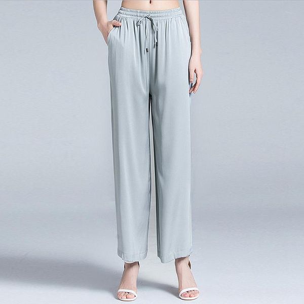 women's pants & capris 100% silk high waist solid color wide leg women summer causal plus size 2 colors ankle length fashion, Black;white
women's pants & capris 100% silk high waist solid color wide leg women summer causal plus size 2 colors ankle length fashion, Black;white