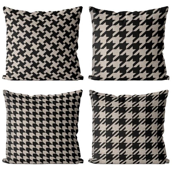 cushion/decorative pillow simple black and white houndstooth linen square pillowcase cushion cover home decoration retro checkered texture 4
cushion/decorative pillow simple black and white houndstooth linen square pillowcase cushion cover home decoration retro checkered texture 4