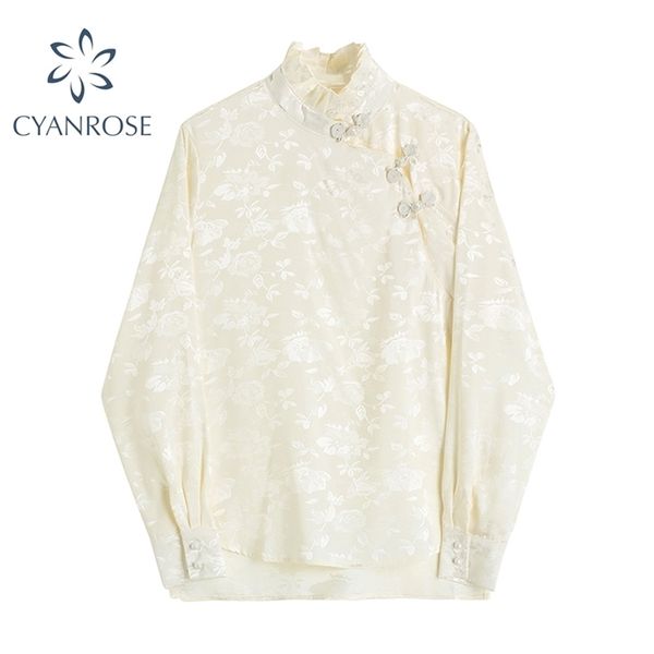 summer vintage chinese style floral print chiffon women's shirt cheongsam half high collar long sleeve lady 210515, White
summer vintage chinese style floral print chiffon women's shirt cheongsam half high collar long sleeve lady 210515, White