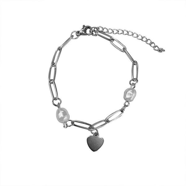 link, chain potcet women's stainless steel pearl love titanium bracelet geometric fashion retro hip hop personality party jewelry, Black
link, chain potcet women's stainless steel pearl love titanium bracelet geometric fashion retro hip hop personality party jewelry, Black