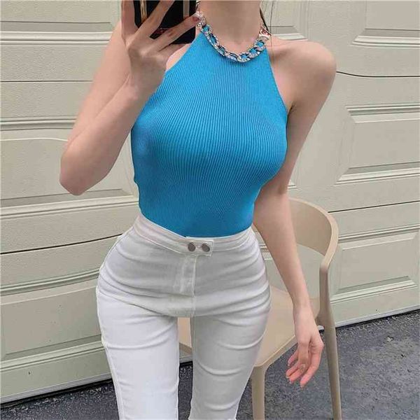 fashion solid color slim knitting vest women vintage sleeveless crop summer street casual wear tee tank female 210519, Black;white
fashion solid color slim knitting vest women vintage sleeveless crop summer street casual wear tee tank female 210519, Black;white