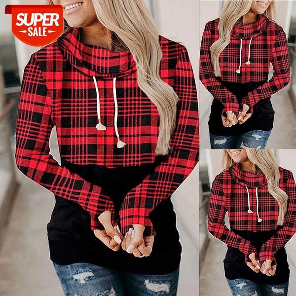women plaid patchwork sweatshirt autumn casual wild long sleeve drawstring high stand collar close-fitting cotton pullover #or57, Black
women plaid patchwork sweatshirt autumn casual wild long sleeve drawstring high stand collar close-fitting cotton pullover #or57, Black