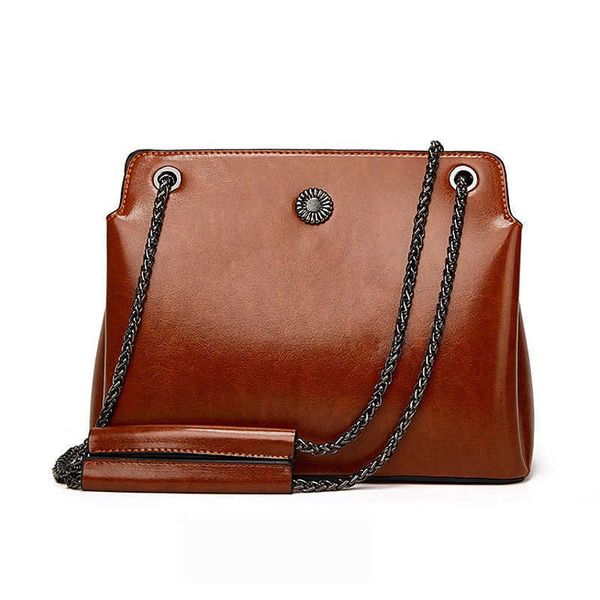 2021 new single shoulder bag fashion messenger layer cow leather women's trend chain bag