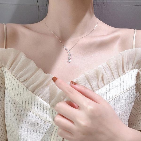 canner trendy design dazzling zircon shiny star pendant necklace for women choker wedding party gifts jewelry wholesale chains, Silver 
canner trendy design dazzling zircon shiny star pendant necklace for women choker wedding party gifts jewelry wholesale chains, Silver