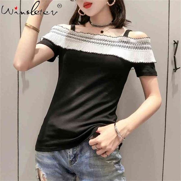 cotton womens tshirts summer short sleeve solid tee casual off shoulder t shirt with strap 210421, Black;gray
cotton womens tshirts summer short sleeve solid tee casual off shoulder t shirt with strap 210421, Black;gray