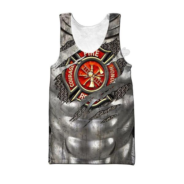 men' tank plstar cosmos armor firefighter 3d all over printed summer vesank men for women, White;black 
men' tank plstar cosmos armor firefighter 3d all over printed summer vesank men for women, White;black