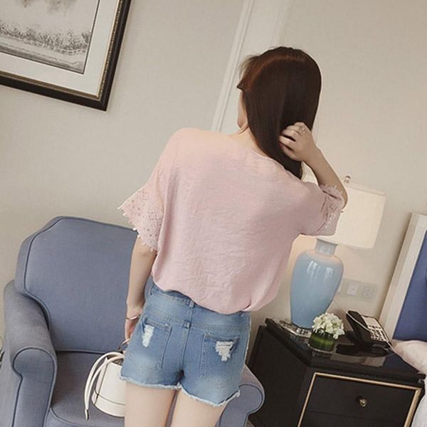 women's blouses & shirts ly 1pc women summer chiffon blouse lace hollow out v-neck short sleeves loose do99, White
women's blouses & shirts ly 1pc women summer chiffon blouse lace hollow out v-neck short sleeves loose do99, White