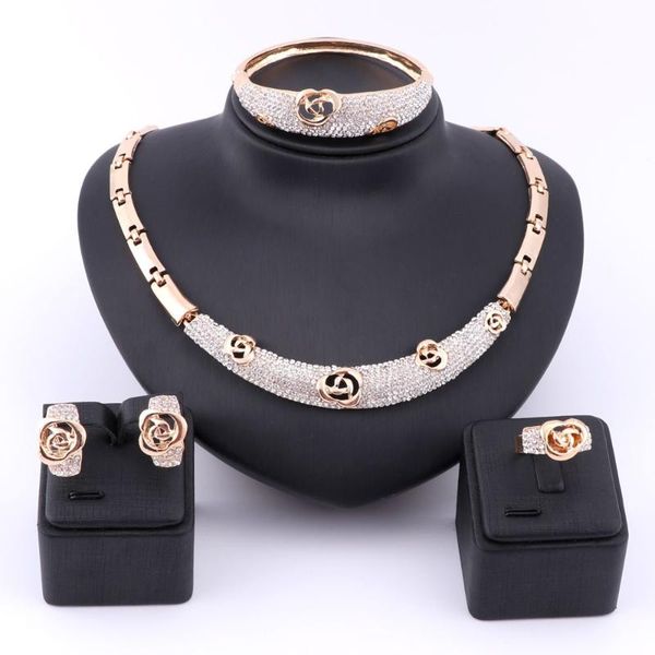 earrings & necklace dubai gold austrian crystal rose flower jewelry set women costumer nigerian wedding fashion african beads, Silver
earrings & necklace dubai gold austrian crystal rose flower jewelry set women costumer nigerian wedding fashion african beads, Silver
