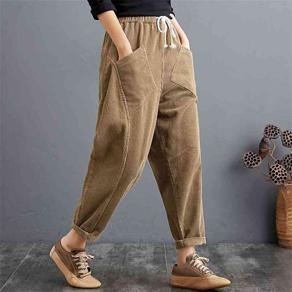spring autumn arts style women elastic waist double pocket loose corduroy pants all-matched casual solid harem v113 210512, Black;white
spring autumn arts style women elastic waist double pocket loose corduroy pants all-matched casual solid harem v113 210512, Black;white