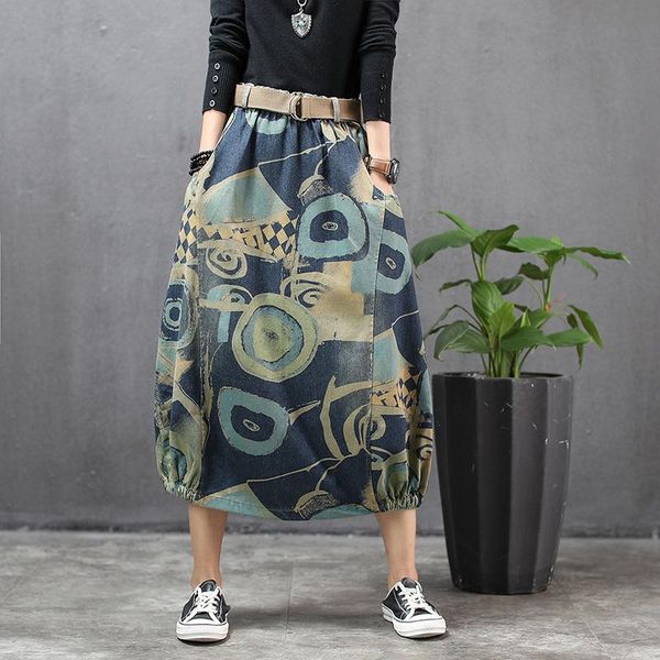 skirts retro ethnic with belt loose plus size print denim women art vintage hem elastic lantern skirt female casual midi, Black
skirts retro ethnic with belt loose plus size print denim women art vintage hem elastic lantern skirt female casual midi, Black