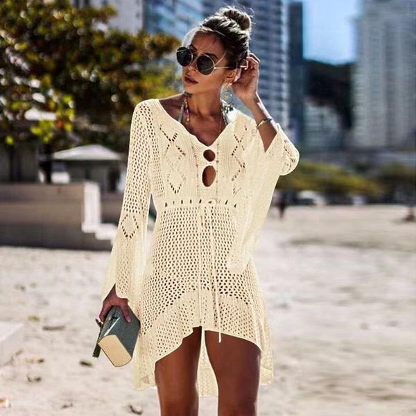 white crochet bikini cover up women swimsuit cover-up beach bathing suit hollow tunicbeach dress knitting beachwear women's swimwear, White;black
white crochet bikini cover up women swimsuit cover-up beach bathing suit hollow tunicbeach dress knitting beachwear women's swimwear, White;black