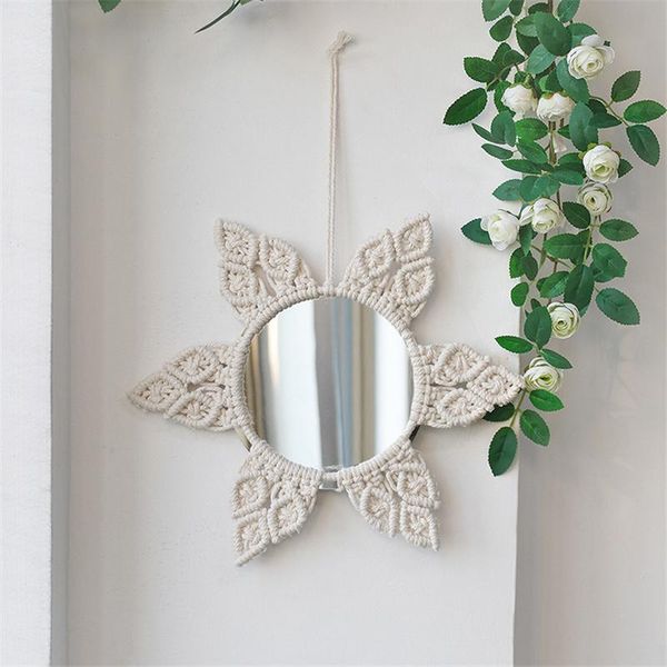 mirrors woven cotton rope macrame tapestry flower leaves round mirror wall hanging decoration porch gift for boho decor
mirrors woven cotton rope macrame tapestry flower leaves round mirror wall hanging decoration porch gift for boho decor