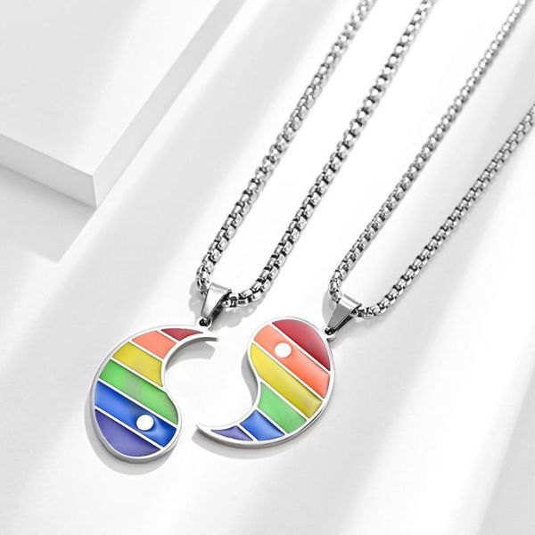 rainbow stainless steel necklaces for women man tai chi diagram lovers gay couple unix pendant jewelry, Silver
rainbow stainless steel necklaces for women man tai chi diagram lovers gay couple unix pendant jewelry, Silver