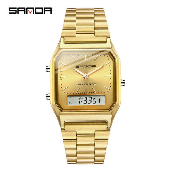 sanda brand watches luxury digital quartz watch men fashion steel waterproof wristwatch for male clock relogio masculino, Slivery;brown 
sanda brand watches luxury digital quartz watch men fashion steel waterproof wristwatch for male clock relogio masculino, Slivery;brown