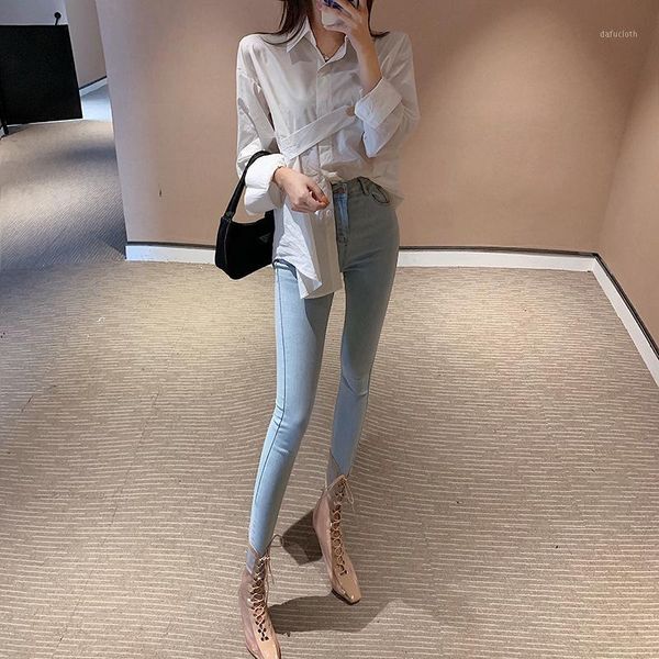 high waist jeans women korean style slim streetwear solid color casual mom mujer stretch elegant denim trousers 2021 women's, Blue
high waist jeans women korean style slim streetwear solid color casual mom mujer stretch elegant denim trousers 2021 women's, Blue