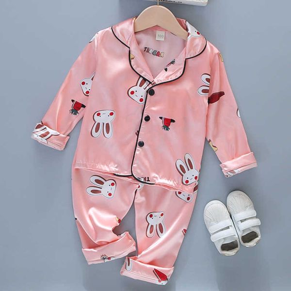 bear leader girl boy baby pajamas sets 2021 autumn fashion satin silk clothes kids cartoon sleepwear children's fall homewear y0909, White
bear leader girl boy baby pajamas sets 2021 autumn fashion satin silk clothes kids cartoon sleepwear children's fall homewear y0909, White